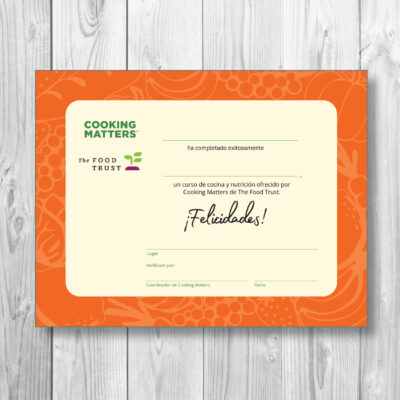 Cooking Matters Graduation Certificate, Spanish, Color, product thumbnail