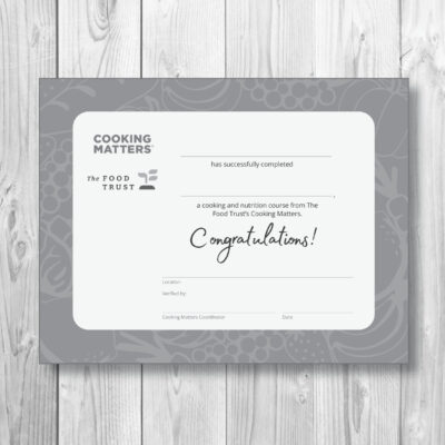 Cooking Matters Graduation Certificate, English, Black and White, product thumbnail